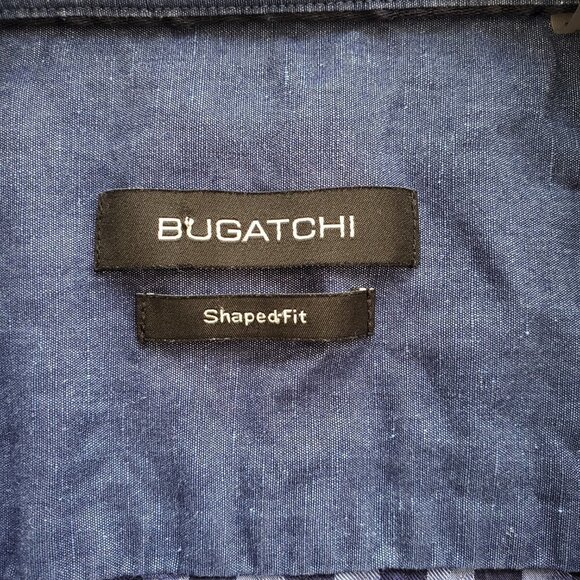 Bugatchi Blue and Black Checkered Casual Button Down Shirt - Picture 4 of 14